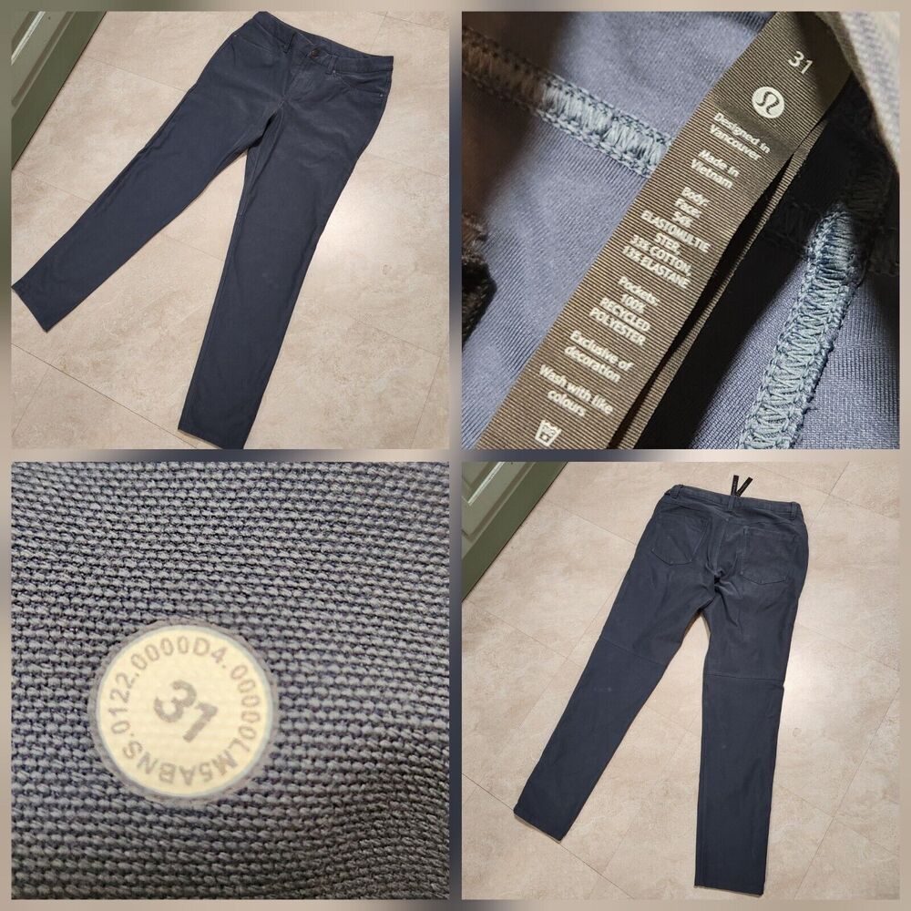 Lululemon Mens Size 31 31x31 ABC‎ Slim-Fit 5 Pocket Pants Utilitech Blue